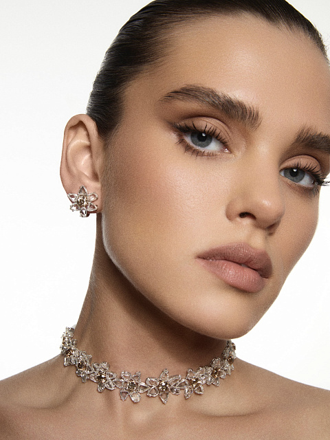 Чокер-трансформер из белого золота с с бриллиантами огранки «роза» и коричневыми бриллиантами круглой огранки, 3 Чокер-трансформер из белого золота с с бриллиантами огранки «роза» и коричневыми бриллиантами круглой огранки, 3