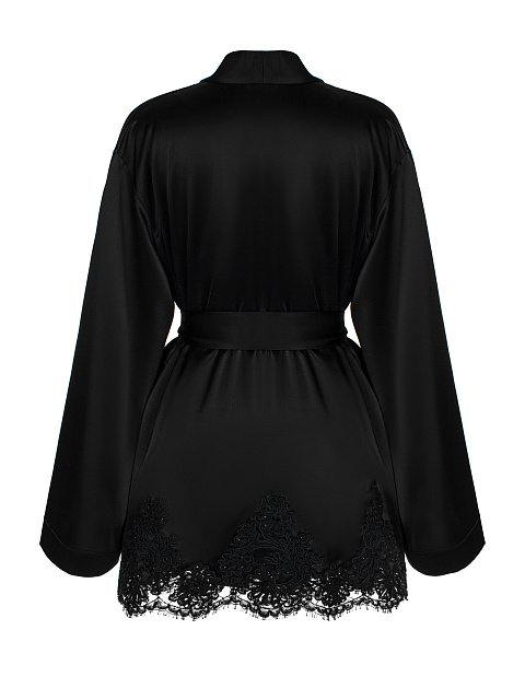 Домашний комплект из черного шелка с кружевом, 2 Домашний комплект из черного шелка с кружевом, 2
