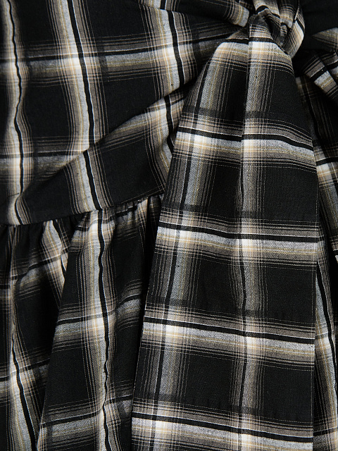 Черный хлопковый комплект в клетку, 5