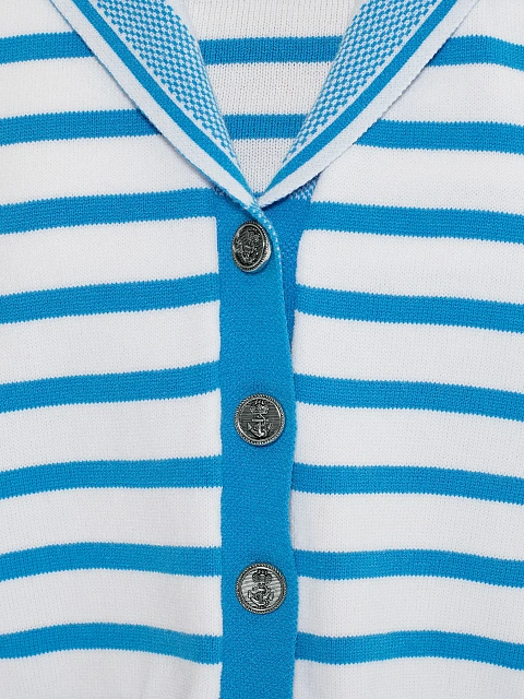 Укороченный белый кардиган в синюю полоску, 2 Укороченный белый кардиган в синюю полоску, 2