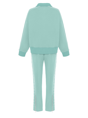 Мятный костюм с укороченной толстовкой и вышивкой, 2