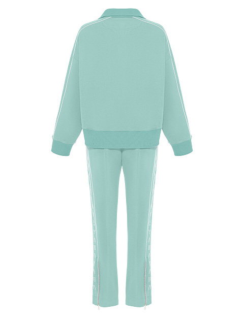 Мятный костюм с укороченной толстовкой и вышивкой, 2