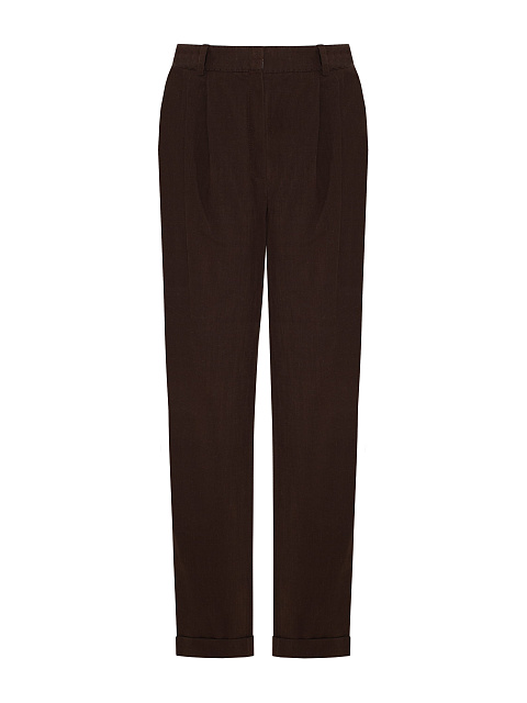 Коричневый хлопковый костюм с вышивкой на спине, 4