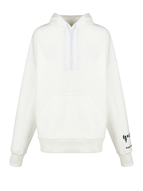 Белое худи с черным принтом на спине, 4