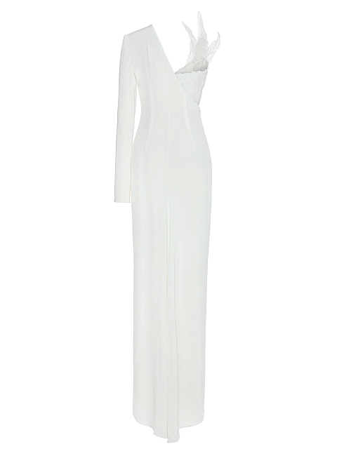 Белое платье из шелка и перьев, 3