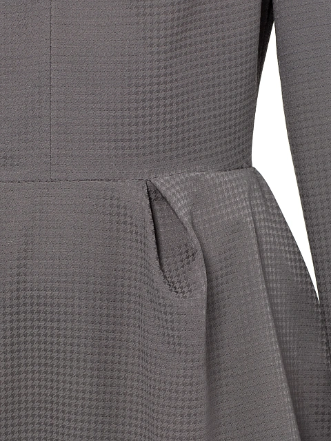 Серое платье-мини с узором пье-де-пуль и драпировкой, 4 Серое платье-мини с узором пье-де-пуль и драпировкой, 4