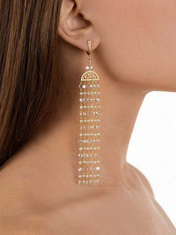 Серьги из золота с желтыми бриллиантами и желтым жемчугом, 2 Серьги из золота с желтыми бриллиантами и желтым жемчугом, 2