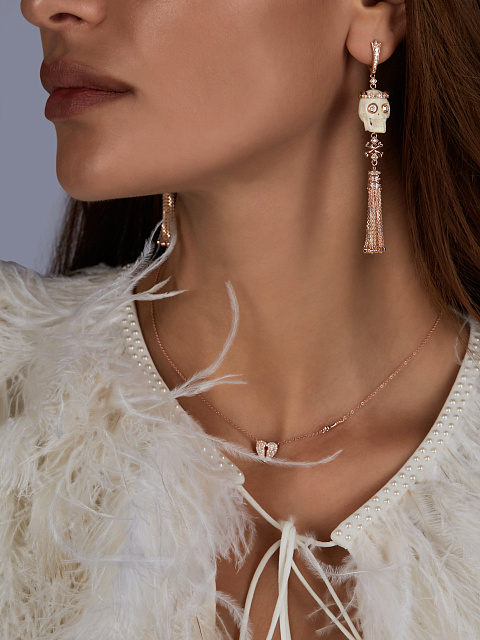 Колье с кулоном в форме сердца из розового золота с бриллиантами, 2