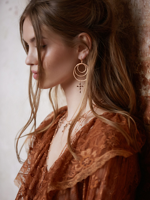 Хупсы из серебра с дымчатым кварцем, 2