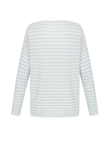 Светло-голубой кашемировый пуловер в полоску, 2