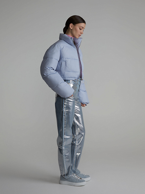 Голубой укороченный пуховик, 2 Голубой укороченный пуховик, 2