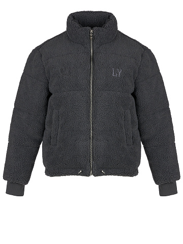 Графитовый пуховик из эко-меха, 1