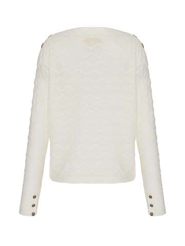 Белый трикотажный лонгслив с пуговицами на плечах, 2