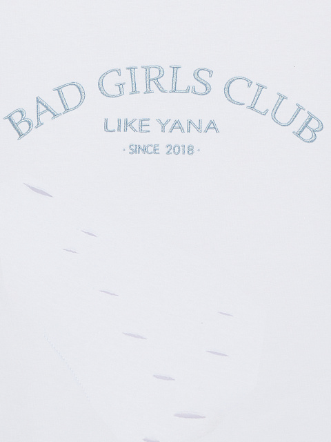 Белая укороченная футболка с вышивкой и прорезями, 3