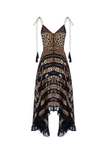 Шелковое платье-миди с леопардовым принтом, 2