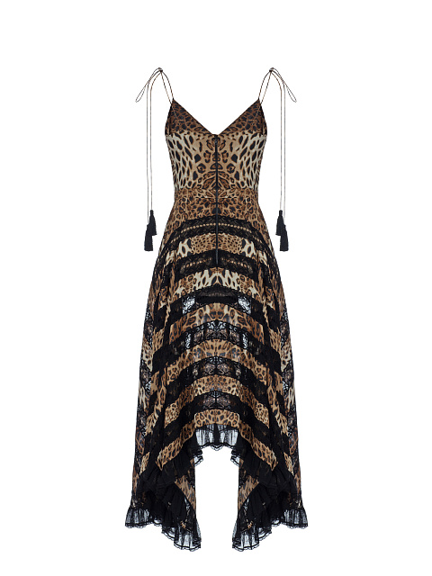 Шелковое платье-миди с леопардовым принтом, 2