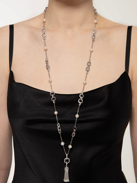 Колье с кулоном из белого золота с жемчугом, 4 Колье с кулоном из белого золота с жемчугом, 4