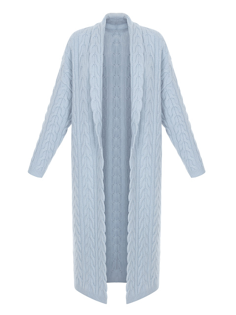 Голубое вязаное кашемировое пальто, 1 Голубое вязаное кашемировое пальто, 1