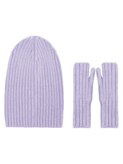 Фиолетовый комплект из шапки и митенок, 1
