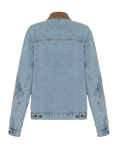 Голубая куртка из денима с вышивкой в виде рыб, 2 Голубая куртка из денима с вышивкой в виде рыб, 2