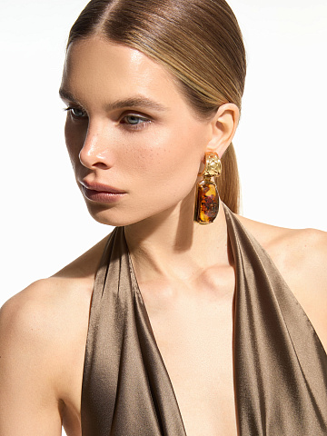 Серьги из позолоченного серебра с янтарем, 1