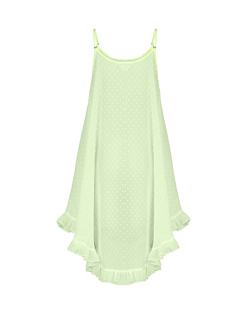 Салатовый детский сарафан из шифона в горошек, 2