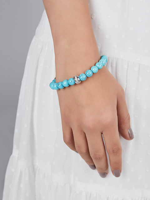 Браслет из серебра с бирюзой и фианитами, 2 Браслет из серебра с бирюзой и фианитами, 2