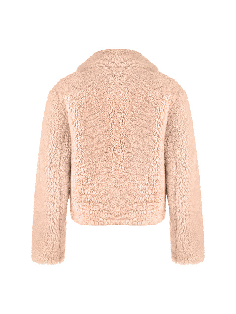 Розовая укороченная шуба из эко-меха, 3