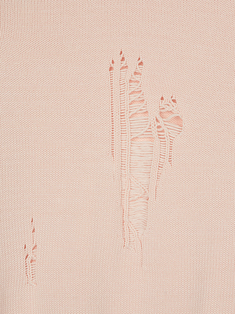 Пудрово-розовый хлопковый свитер с дырками, 3