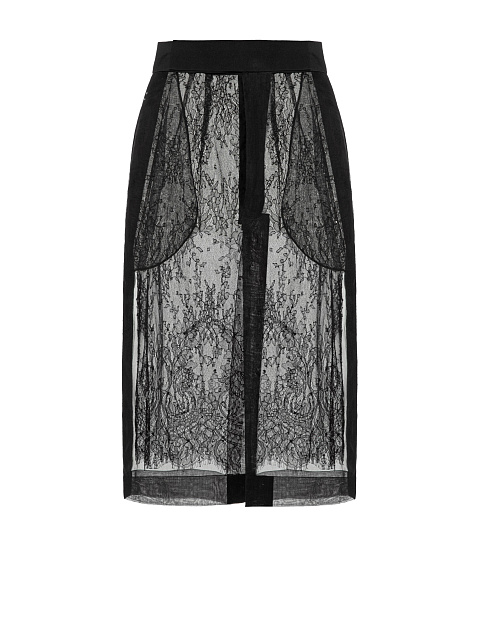 Черная юбка из органзы с кружевом, 1