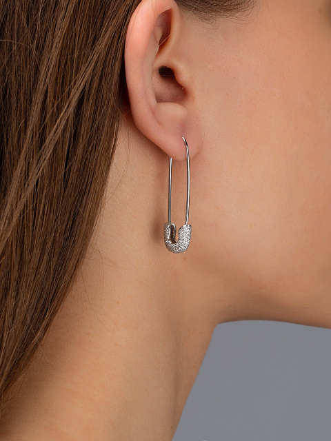 Серьги в виде булавок из белого золота с бриллиантами круглой огранки, 2