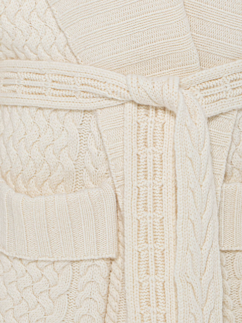 Молочное вязаное пальто из кашемира с вышивкой, 4