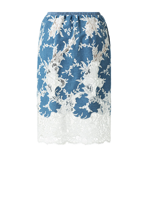 Юбка-миди из денима с кружевом, 4