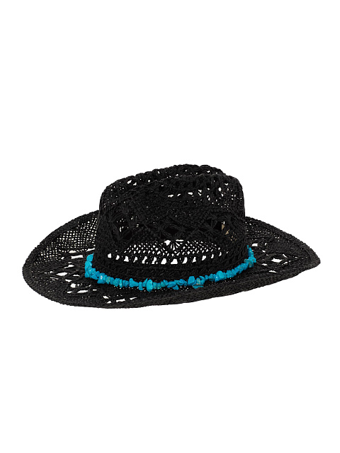 Черная соломенная шляпа с бирюзой, 1