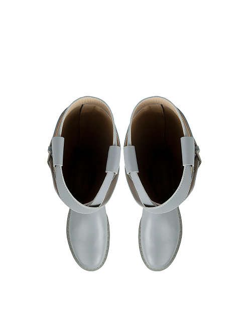 Светло-голубые кожаные сапоги с ремешком, 4 Светло-голубые кожаные сапоги с ремешком, 4