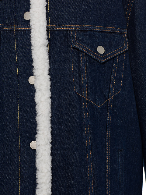 Темно-синяя джинсовая куртка на белой овчине, 3 Темно-синяя джинсовая куртка на белой овчине, 3