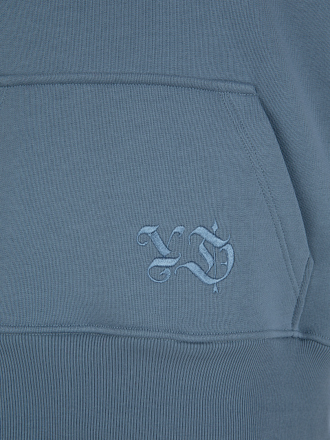 Синий трикотажный костюм с вышивкой в виде крестов, 4