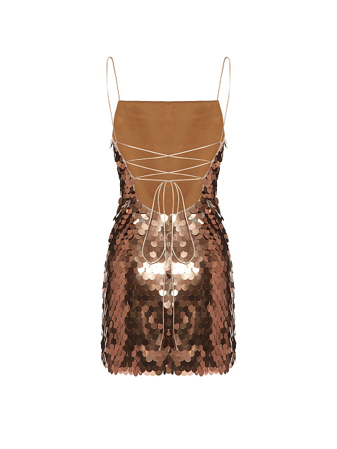 Бронзовое платье-мини в крупных пайетках, 2