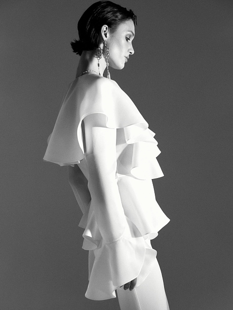 Белый топ из органзы с рюшами, 6