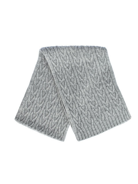 Серый шерстяной шарф с косами, 2