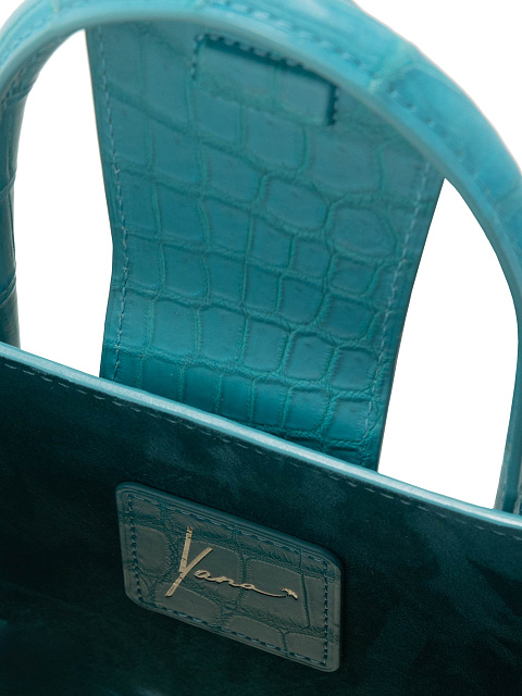 Бирюзовая сумка-трапеция из кожи крокодила, 6