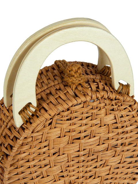 Плетеная соломенная сумка с деревянными ручками, 4