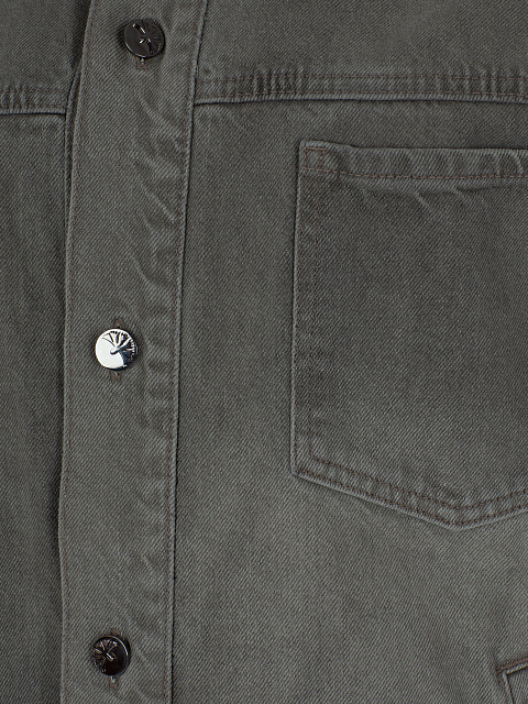 Серая джинсовая куртка с вышивкой, 4