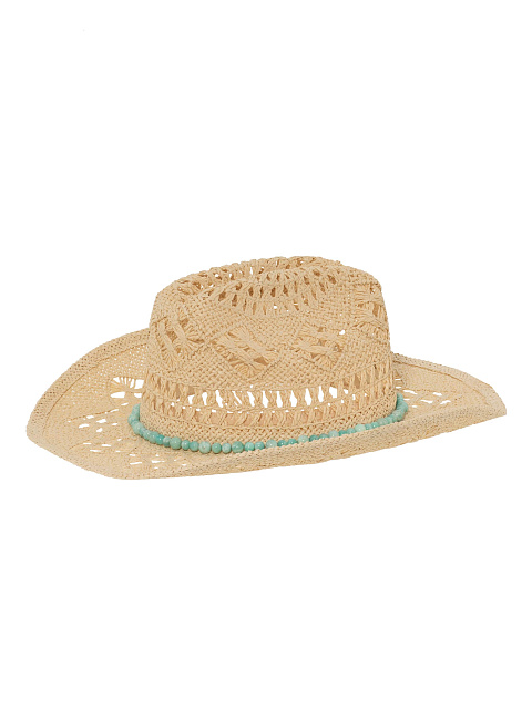 Светло-бежевая соломенная шляпа с амазонитом, 1 Светло-бежевая соломенная шляпа с амазонитом, 1