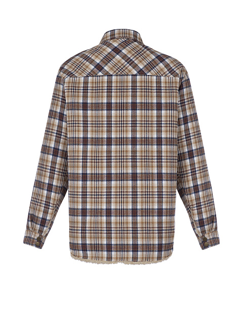 Коричневая рубашка в клетку с подкладкой из искусственного меха, 2