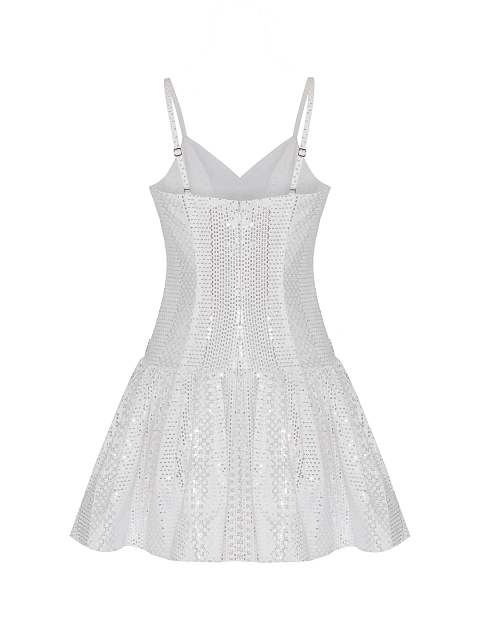 Серебристый комплект из платья-мини и рубашки в пайетках, 5