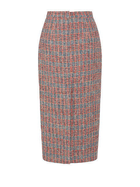 Красно-серая юбка-миди из твида, 2