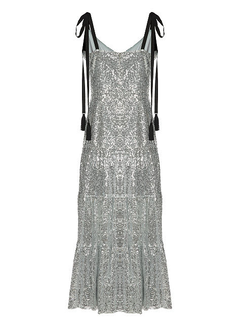 Платье-сарафан в серебристых пайетках, 2