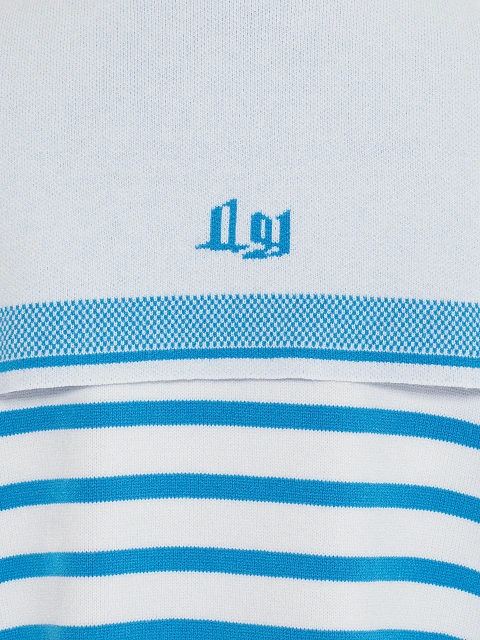 Укороченный белый кардиган в синюю полоску, 4 Укороченный белый кардиган в синюю полоску, 4