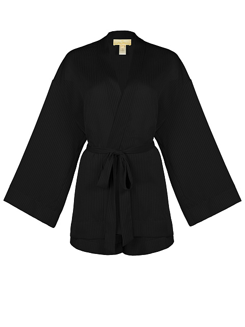 Черный шифоновый комплект из накидки и шорт, 2